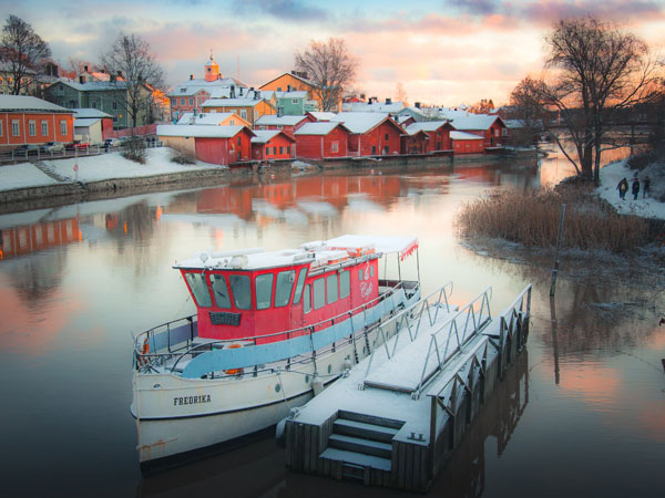 Boat Horizon Lake Sunset Finland Sisu