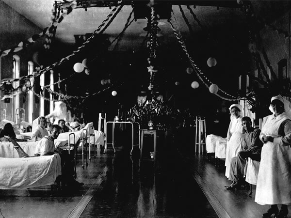 Medics and ill patients