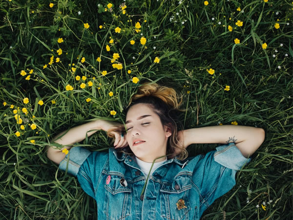 Woman relaxing outside