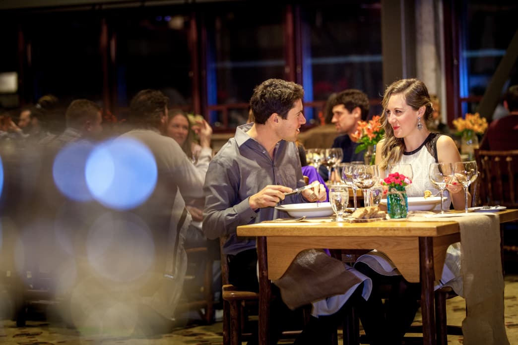 Couple eating in a restaurant