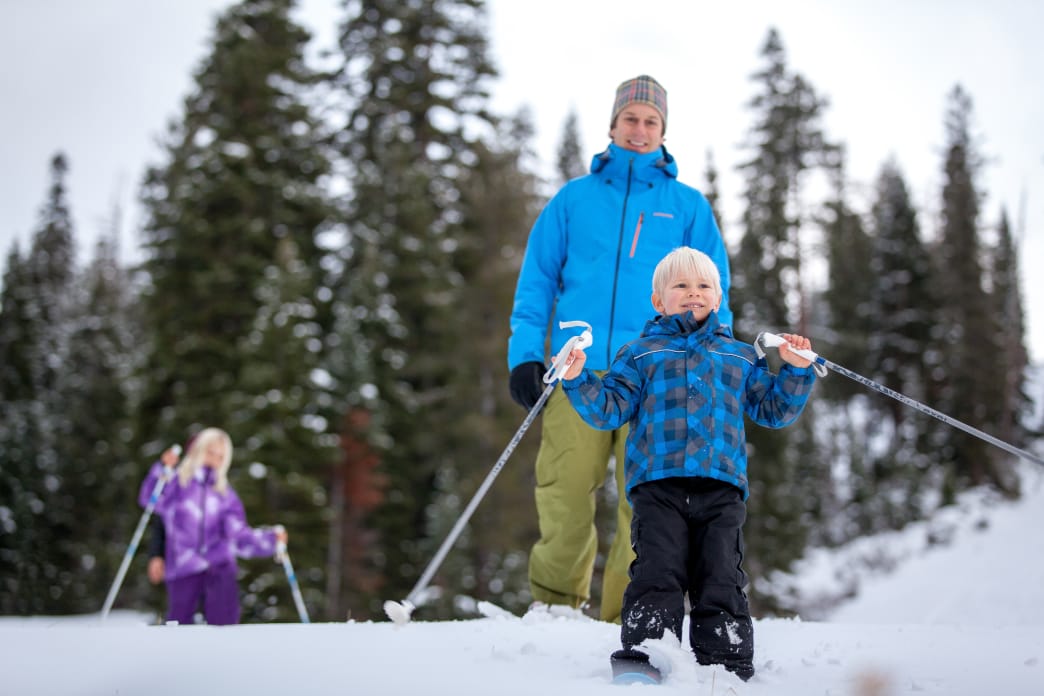 Boy cross-country skiing