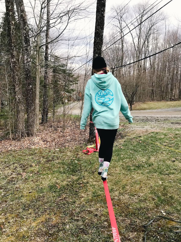 Elaina on a slackline